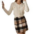 thumbnail image 1 of Women's Plaid Skirt High Waisted Pencil Mini Skirt for Party Gray L, 1 of 6