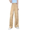 thumbnail image 1 of Women’s Plaid Straight Pants, Loose Hanging Wide Leg High Waist Sweatpants Fashion Lightweight Trousers, 1 of 9