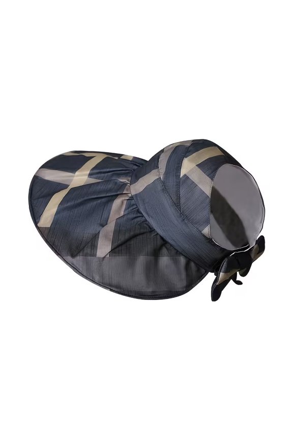 Women's Plaid Wide Brim Sun Hat UPF 50+ Topless Foldable Beach Hat Adjustable Breathable Lightweight Packable for Outdoor Travel Golf Gardening Fishing Hiking