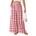 thumbnail image 1 of Women's Plaid Wide Leg Palazzo Pants, High Waisted Gingham Long Trousers with Pockets, Casual Summer Beach Flowy Pants, S-2XL, 1 of 6