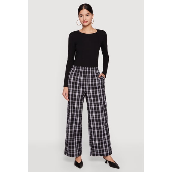 Women's Plaid Wide Leg Pants
