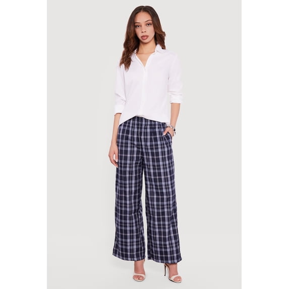 Women's Plaid Wide Leg Pants