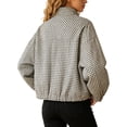 thumbnail image 1 of Women's Plaid Zip Jacket Collar Lightweight Fall Coat Street Style, 1 of 9