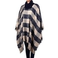 thumbnail image 1 of Women's Plaids & Checks High Neck Poncho with Tassel (Ivory), 1 of 2