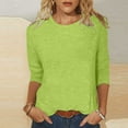 thumbnail image 1 of Women's Plain Basic Crew Neck 3/4 Sleeve Tops Tee Shirt T-Shirt Mint Green M, 1 of 5