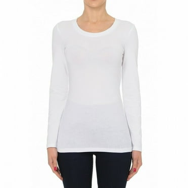 Women's Plain Basic Solid LongSleeve T shirt Crew Neck Round Neck Stretchy Cotton Tee