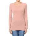 thumbnail image 1 of Women's Plain Basic Solid LongSleeve T shirt Crew Neck Round Neck Stretchy Cotton Tee, 1 of 4