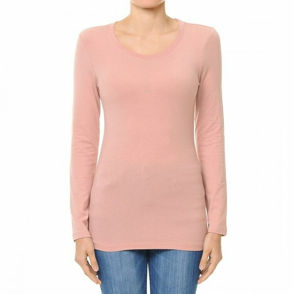 Women's Plain Basic Solid LongSleeve T shirt Crew Neck Round Neck Stretchy Cotton Tee