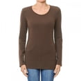 thumbnail image 1 of Women's Plain Basic Solid LongSleeve T shirt Crew Neck Round Neck Stretchy Cotton Tee, 1 of 4