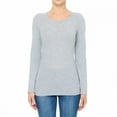 thumbnail image 1 of Women's Plain Basic Solid LongSleeve T shirt Crew Neck Round Neck Stretchy Cotton Tee, 1 of 4