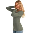 thumbnail image 1 of Women's Plain Basic Solid LongSleeve T shirt Crew Neck Round Neck Stretchy Cotton Tee, 1 of 4