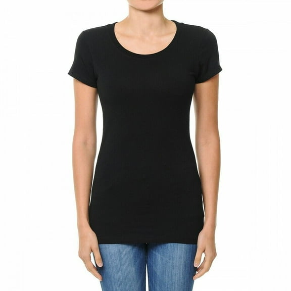 Women's Plain Basic Solid Short Sleeve T shirt Crew Neck Round Neck Stretchy Cotton Tee (S-3X)