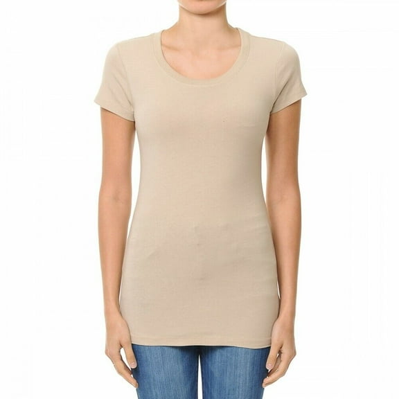 Women's Plain Basic Solid Short Sleeve T shirt Crew Neck Round Neck Stretchy Cotton Tee (S-3X)