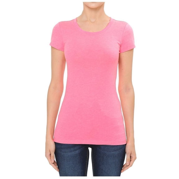 Women's Plain Basic Solid Short Sleeve T shirt Crew Neck Round Neck Stretchy Cotton Tee (S-3X)