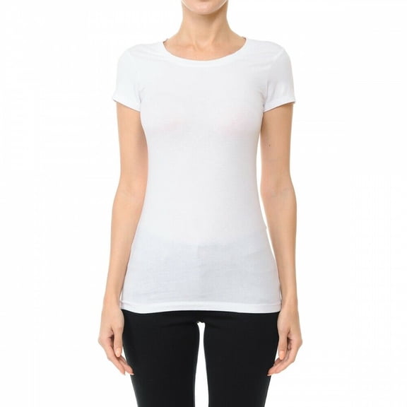 Women's Plain Basic Solid Short Sleeve T shirt Crew Neck Round Neck Stretchy Cotton Tee (S-3X)