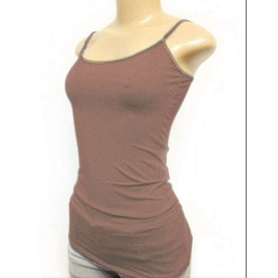 Women's Plain Basic Solid Tank Top Cami with Adjustable Spaghetti Bra Strap Junior Size & Junior Plus Size
