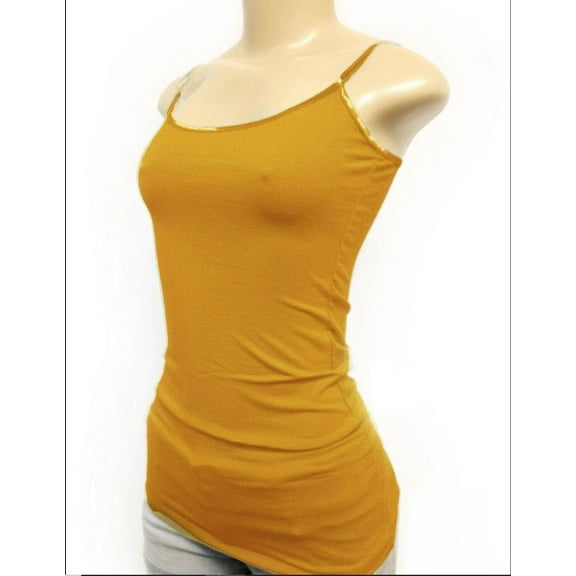 Women's Plain Basic Solid Tank Top Cami with Adjustable Spaghetti Bra Strap Junior Size & Junior Plus Size