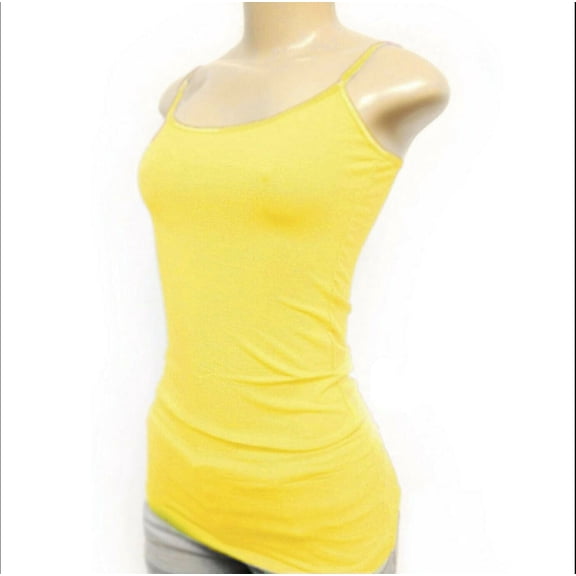 Women's Plain Basic Solid Tank Top Cami with Adjustable Spaghetti Bra Strap Junior Size & Junior Plus Size