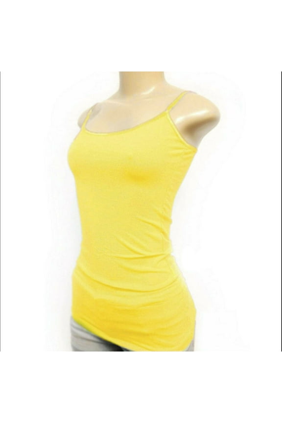 Women's Plain Basic Solid Tank Top Cami with Adjustable Spaghetti Bra Strap Junior Size & Junior Plus Size