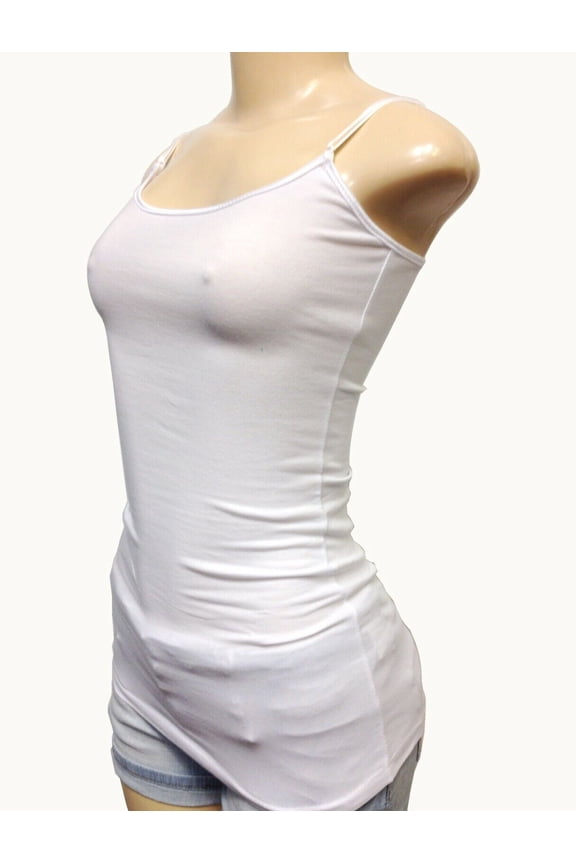 Women's Plain Basic Solid Tank Top Cami with Adjustable Spaghetti Bra Strap Junior Size & Junior Plus Size