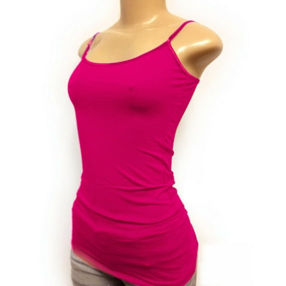 Women's Plain Basic Solid Tank Top Cami with Adjustable Spaghetti Bra Strap Junior Size & Junior Plus Size