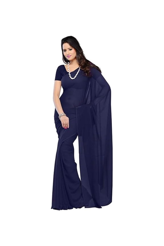 Women's Plain Casual Wear Plain Dyed Saree in Georgette Saree With Unstitched Blouse Piece