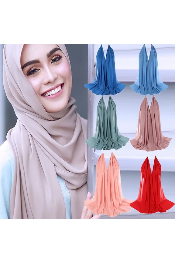 Women's Plain Chiffon Hijab Scarf Bubble Texture Muslim Headwrap Shawl