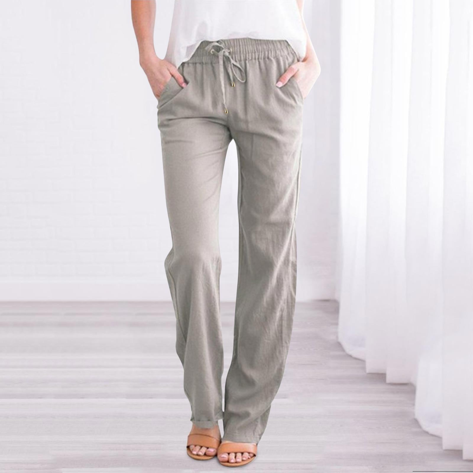 Cotton And Linen Casual Wide Leg Trousers