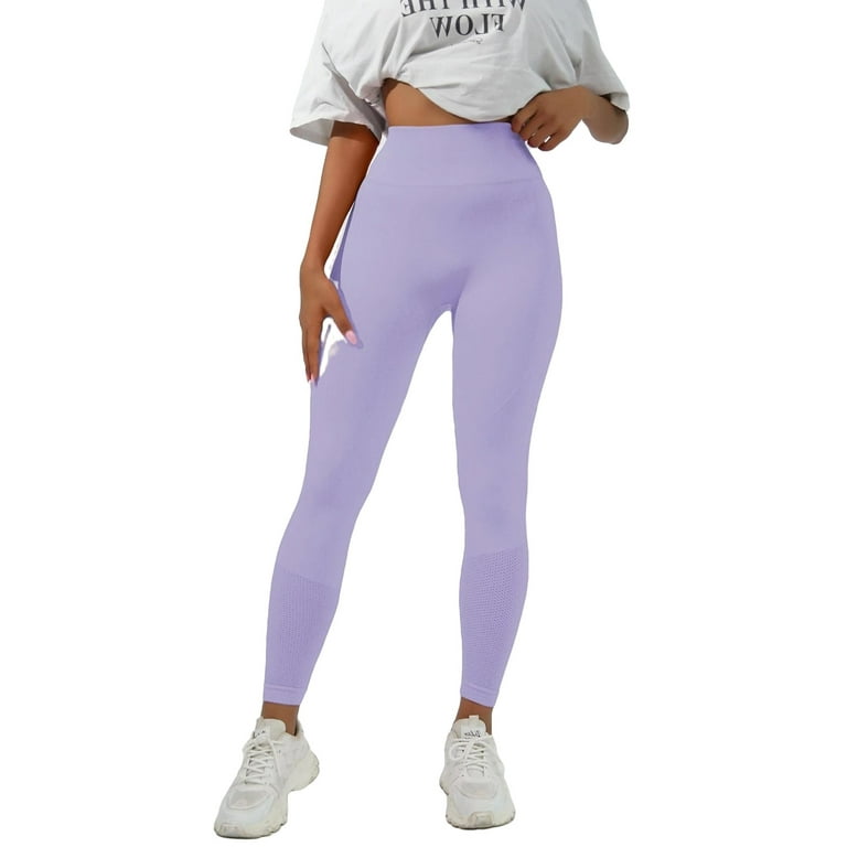 Women's Plain Lilac Purple Sports Leggings S (4)
