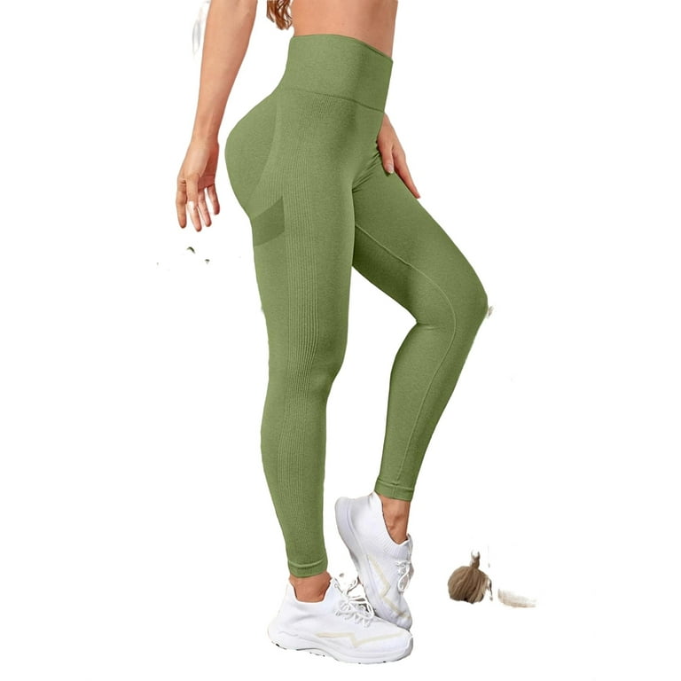 Women's Plain Lime Green Sports Leggings M (6)