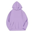 thumbnail image 1 of Women's Plain Pullover Hoodie with Pocket Long Sleeve Soft Cotton Baggy Hooded Sweatshirts Fall Winter Tops (L, Purple 01), 1 of 6