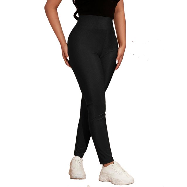 Women's Plain Regular Black Leggings L (8/10)