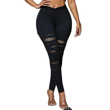 Women's Plain Regular Black Leggings XS (2)