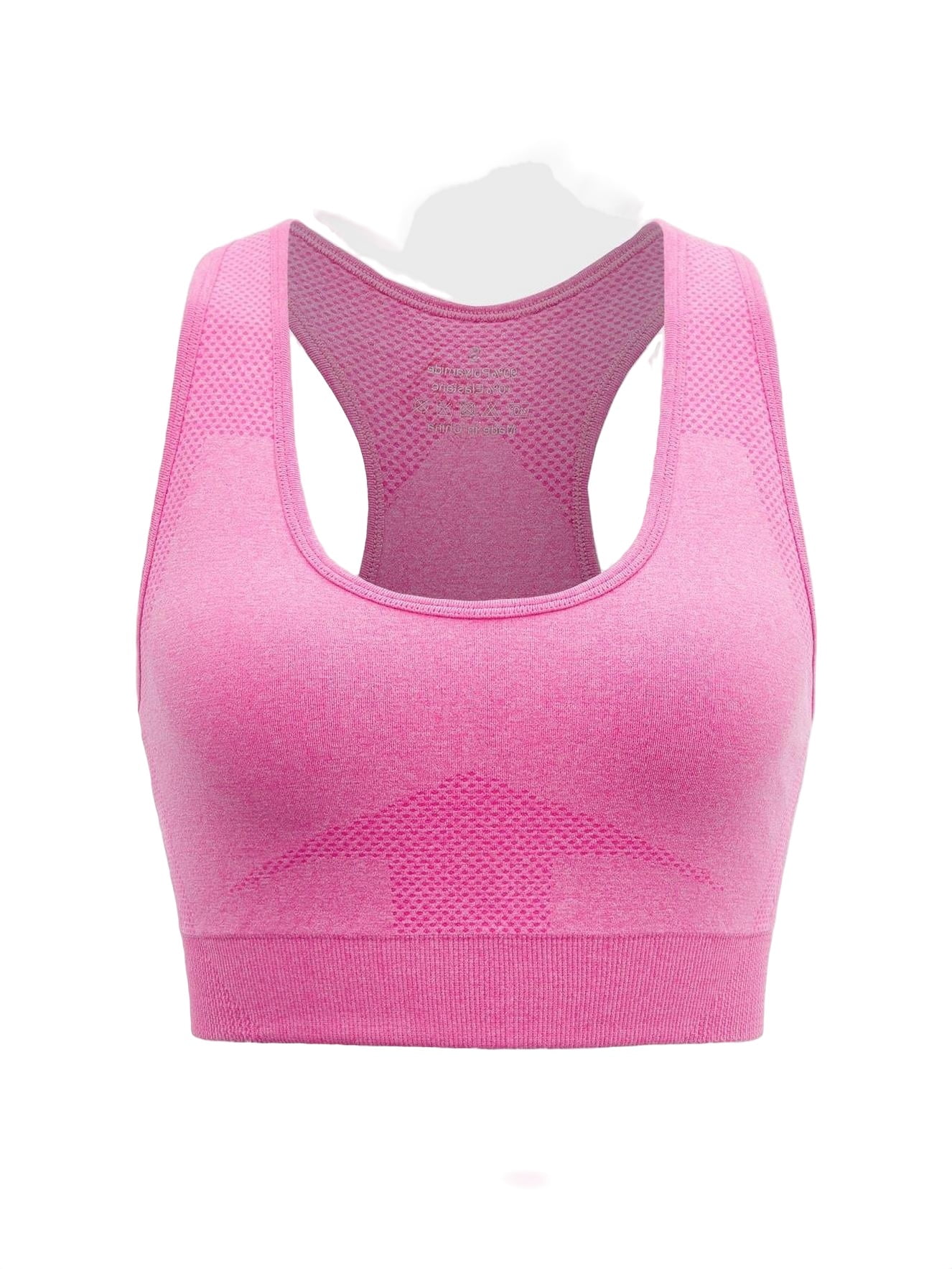 Women's Plain Round Neck Hot Pink Sports Bras S (4)