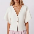 thumbnail image 1 of Women's Plain Short Sleeve V Neck Sports Knitted Jacket Women Turtleneck Hoodie Jacket Casual plus Size Women Fashion Women Lace Floral Open Casual Coat Blouse Kimono Jacket Cardigan Casual Dress, 1 of 3