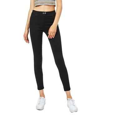 Women's Plain Skinny Black Cropped Jeans S (4)