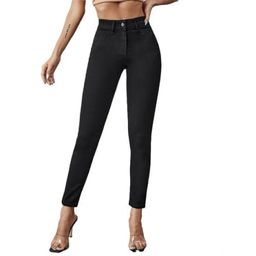 Women's Plain Skinny Black Cropped Jeans XS (2)