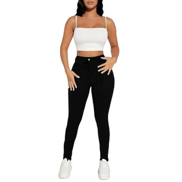 Women's Plain Skinny Black Long Jeans Petite XXS (0)