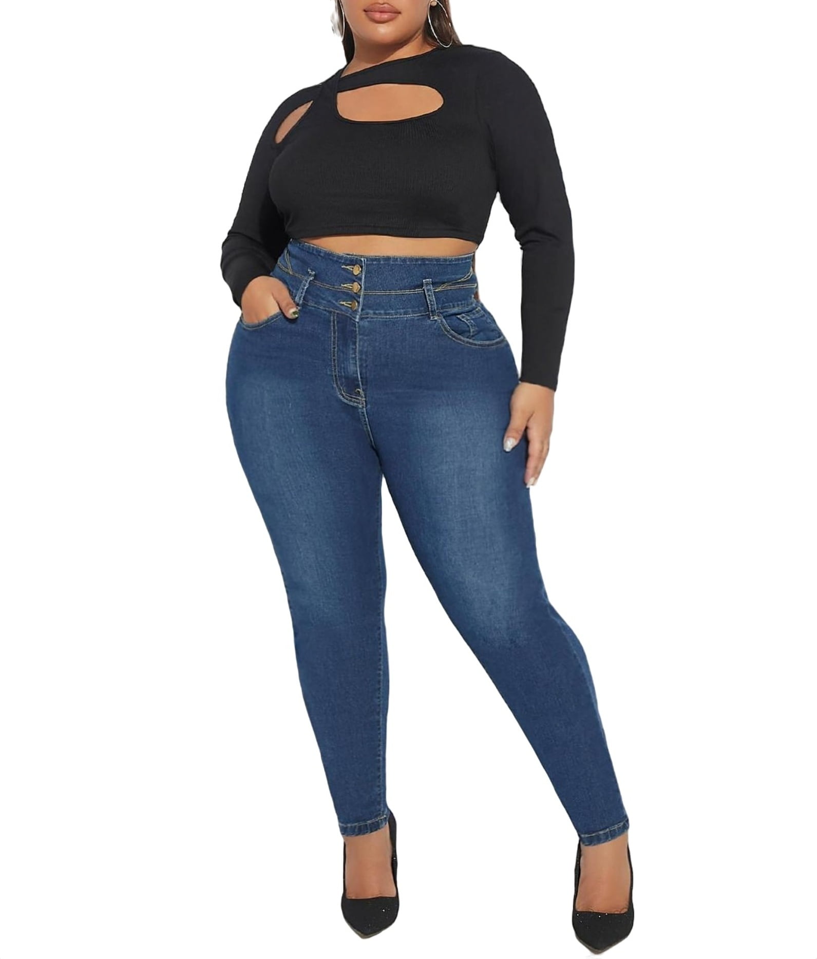 Alivia Ford Women's Plus Size Acid Wash Stretch Skinny Jean 