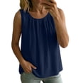 thumbnail image 1 of Women's Plain Sleeveless Tank Top Summer Oversized Crew Neck Basic Tee Tank Flowy Casual Boho Beach Vacation Tops Navy, 1 of 7