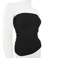 thumbnail image 1 of Women's Plain Solid Cotton Tube Top Strapless Casual Basic Junior & Plus Size (BLK, 2X), 1 of 5