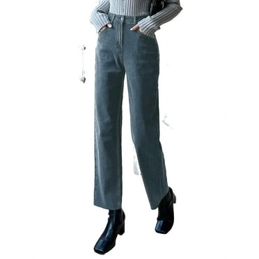 Women's Plain Straight Leg Dusty Blue Long Jeans S (0)