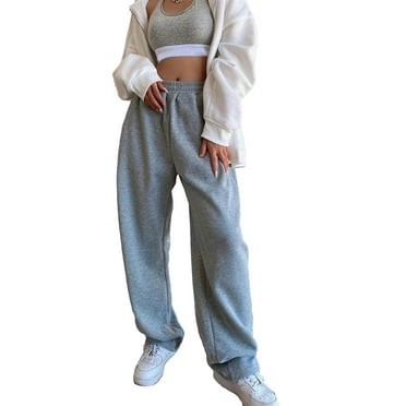 Women's Plain Straight Leg Grey Sweatpants XS (2)