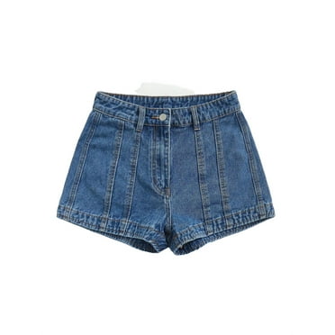 Women's Plain Straight Leg Medium Wash Denim Shorts 26 (2)