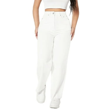 Women's Plain Straight Leg White Long Jeans Petite XXS (0)