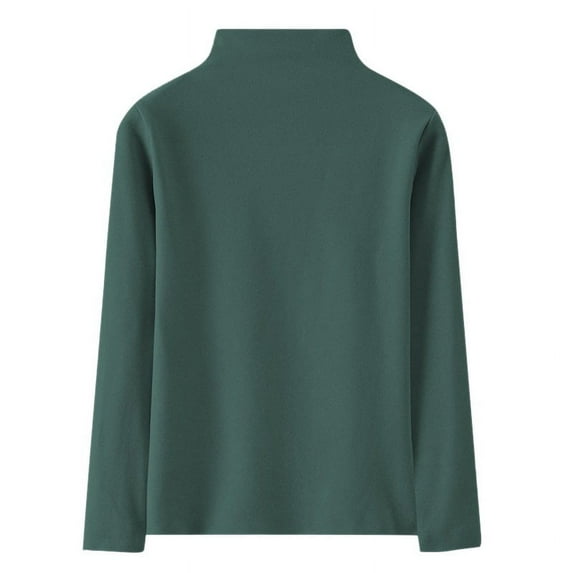 Women's Plain T-Shirt Blouses Slim Fitted Long Sleeve Mock Turtle Neck Layering Fall Winter Cute Tee Tops,Green,M