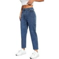 thumbnail image 1 of Women's Plain Tapered/Carrot Dark Wash Cropped Jeans Petite XXS (0), 1 of 5