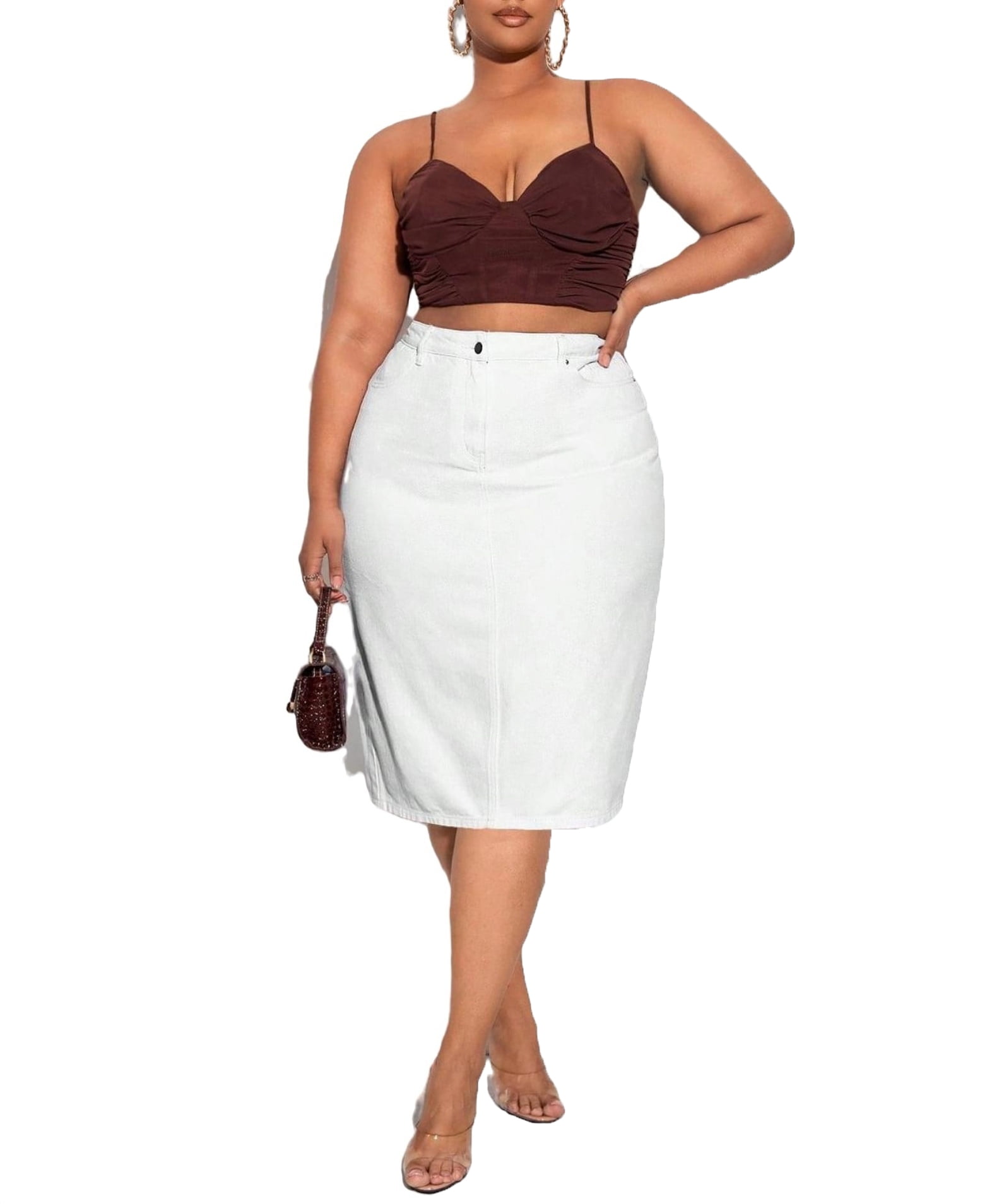 White stretch denim skirt size cheap 20