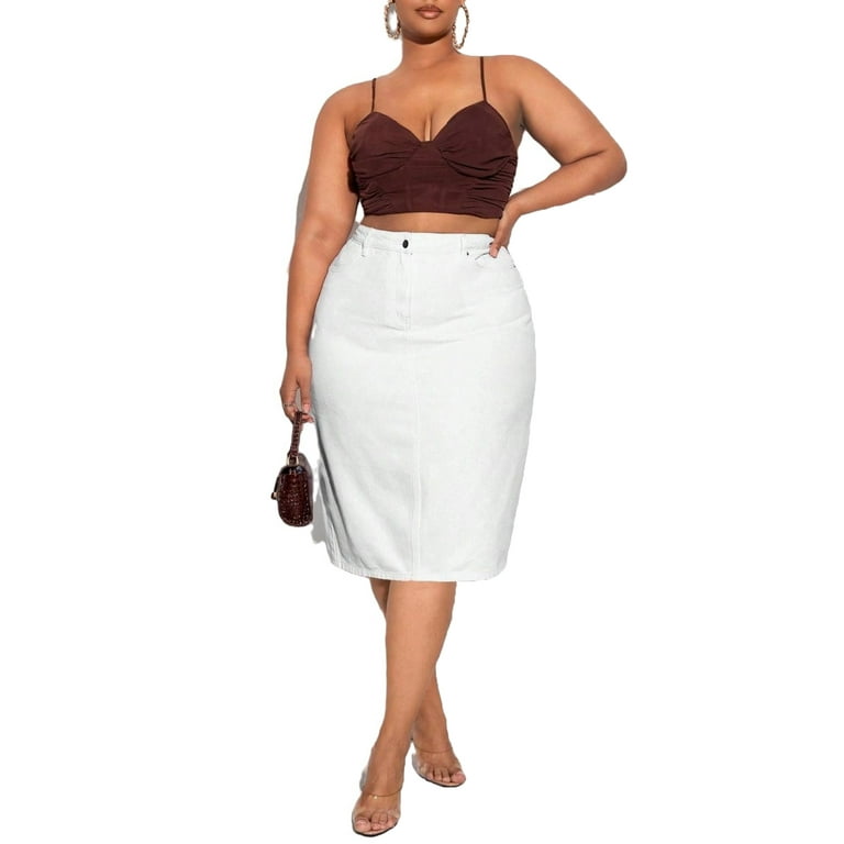 Women's plus top size white skirts