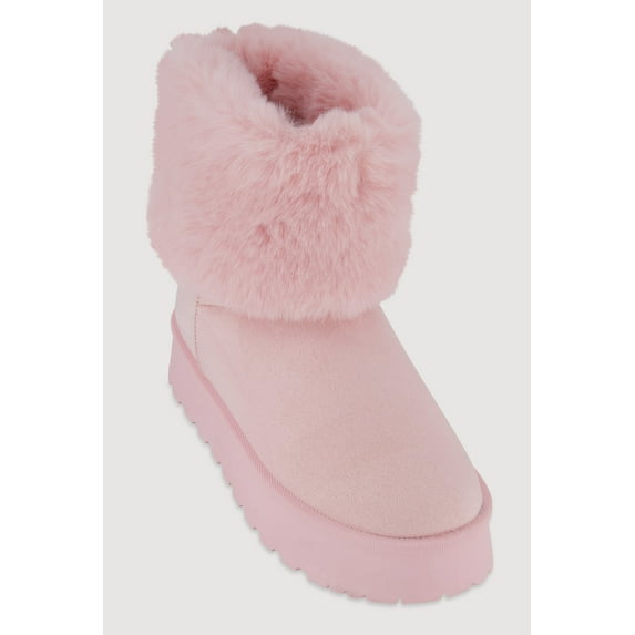 Women's Platform Booties with Faux Fur Cuff